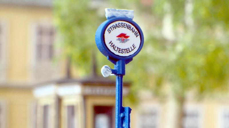 Straßenbahnschild Bedarfshaltestelle